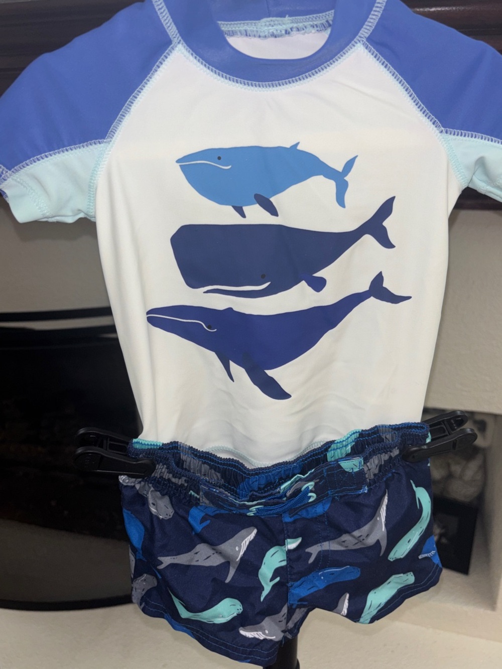 Boys Carter's White and Blue Whale Rashguard Swim Set